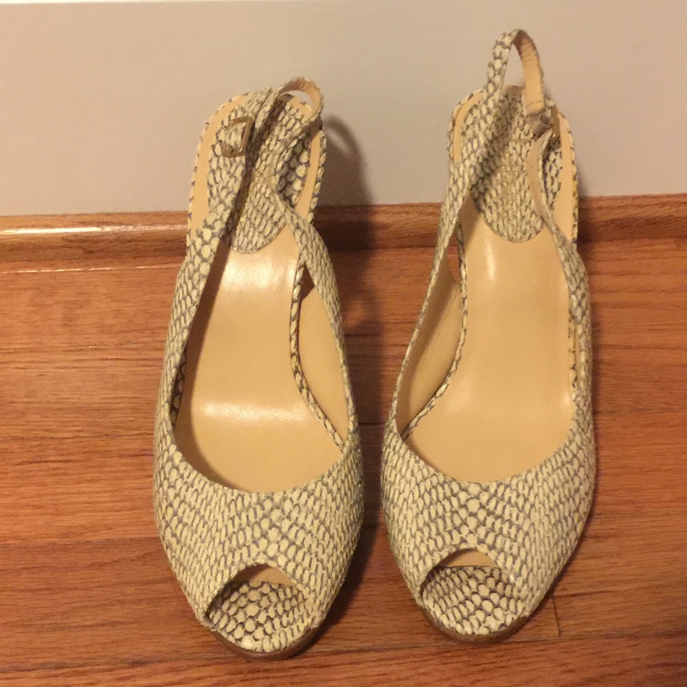Cole Haan Nike Air Peep Toe Snakeskin Heels